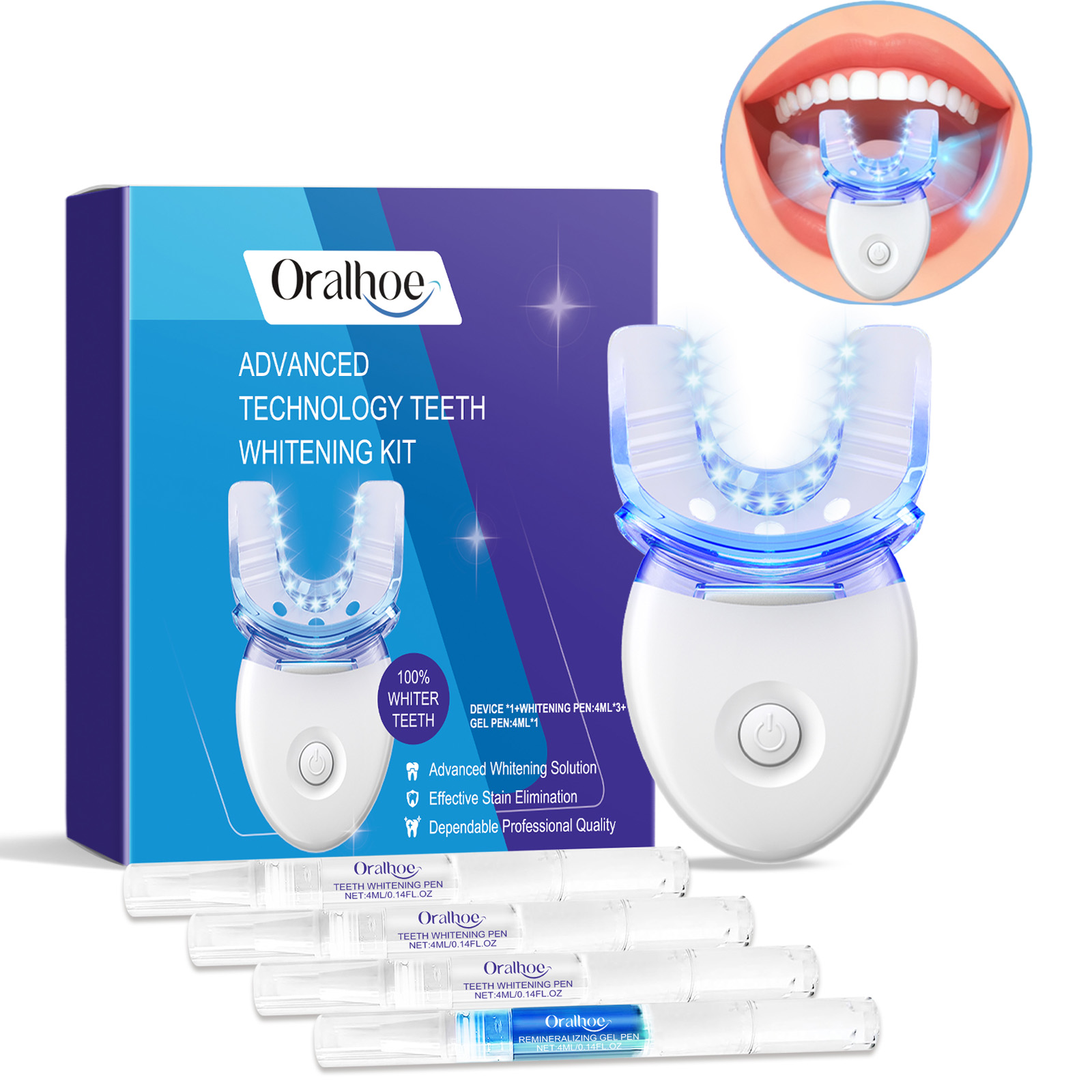 Teeth Whitening Near Me - Professionelles LED-Lichtset zur Zahnaufhellung mit 4-fachem